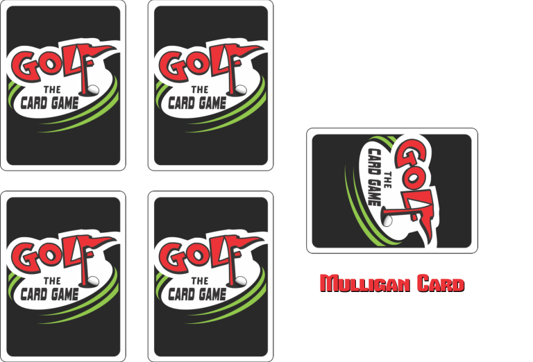 Mulligan Deal Layout Five black playing cards with "GOLF" and a logo, including one labeled "Millennium Card."