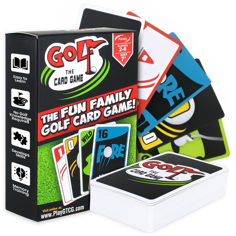 Golf the Card Game Box and cards Golf the Card Game Box with Spread of Cards.